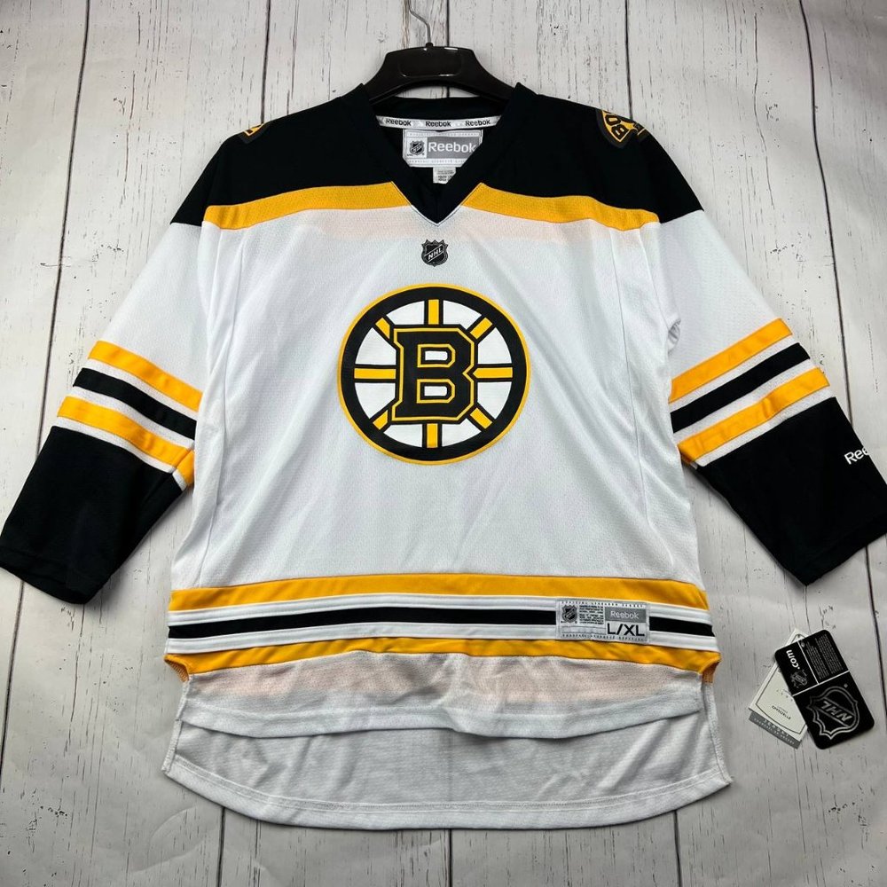 Vintage Boston‎ Bruins NHL L/XL Reebok Jersey Shirt White Youth New